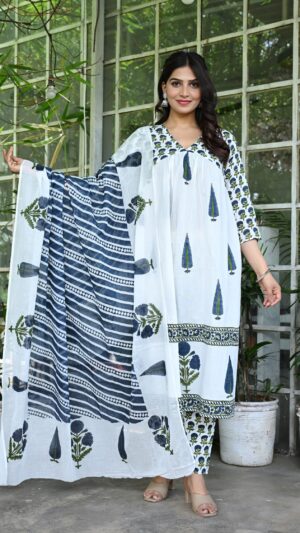 Women's Hand Block Printed Cotton Kurta Set