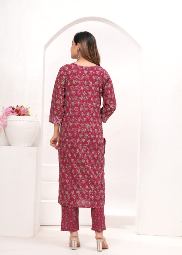 Vasuprada Women’s Wine Jaipur Hand Block Printed Cotton Kurta Set with Dupatta - Image 7
