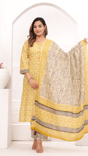 Women Ethnic Motifs Printed Regular Kurta with Trousers & With Dupatta