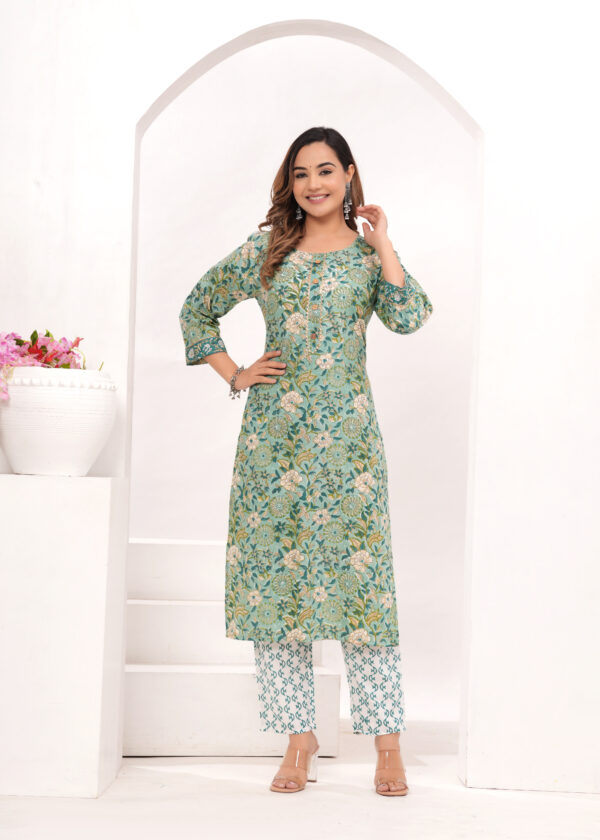 Women Ethnic Motifs Printed Regular Kurta with Trousers & With Dupatta - Image 7
