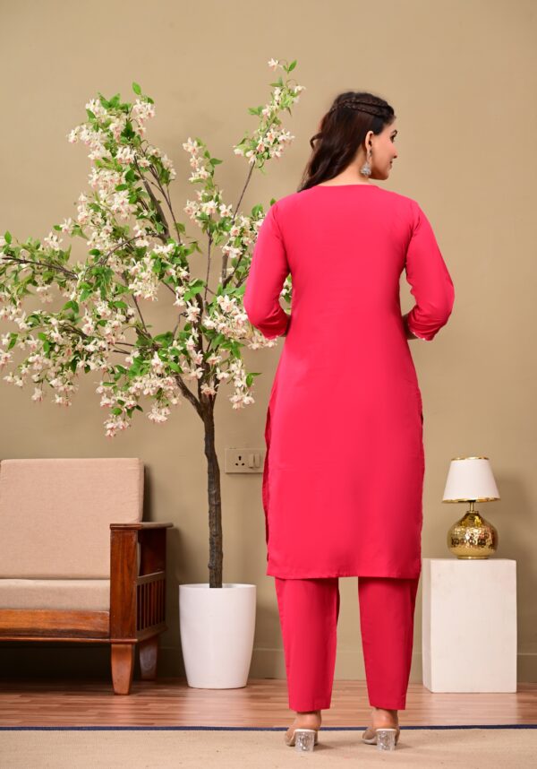 Pink Ethnic Motifs Embroidered Cotton Kurta with Trousers & Dupatta - Image 6
